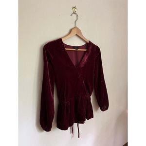 J.Crew Velvet Peplum Blouse - Size 0
